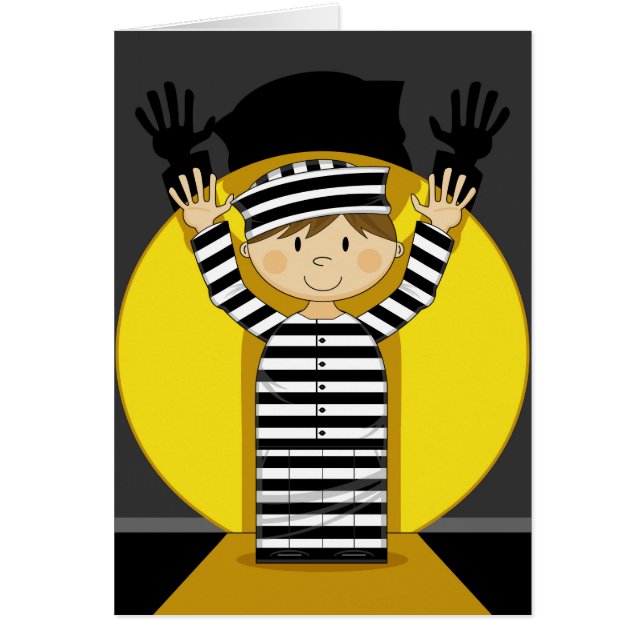 Cartoon entgangener Gefangener im Scheinwerfer (Vorne)