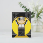 Cartoon entgangener Gefangener im Scheinwerfer Postkarte (Stehend Vorderseite)