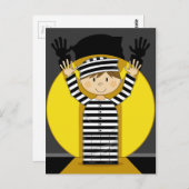 Cartoon entgangener Gefangener im Scheinwerfer Postkarte (Vorne/Hinten)