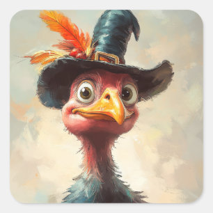 Cartoon Erntedank Türkei Quadratischer Aufkleber