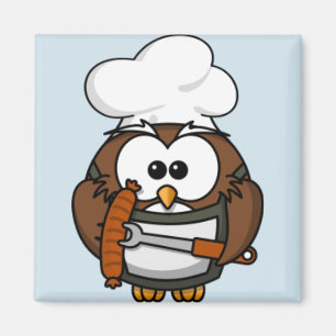 Cartoon-Eulen-Sommer-Grill-Blau-Magnet Magnet