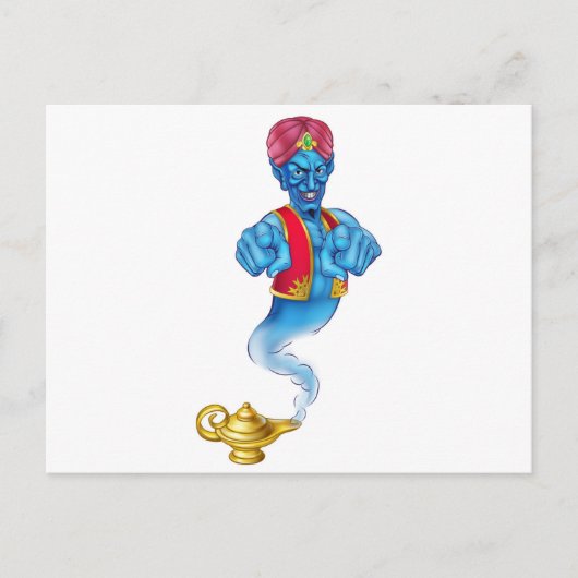 Cartoon Evil Genie Pointing Postkarte (Vorderseite)
