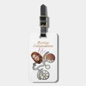 Cartoon Fahrrad Funny Face Foto Name Gepäckmarke Gepäckanhänger (Vorderseite vertikal)