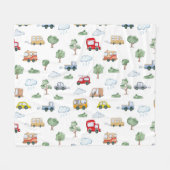 Cartoon-Fahrzeuge mit nahtlosem Muster Fleecedecke (Vorderseite (Horizontal))