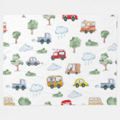 Cartoon-Fahrzeuge mit nahtlosem Muster Fleecedecke (Vorderseite (Horizontal))