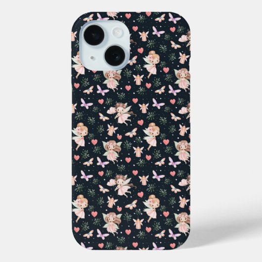 Cartoon Fairy With Flowers Seamless Pattern Case-Mate iPhone Hülle (Rückseite)