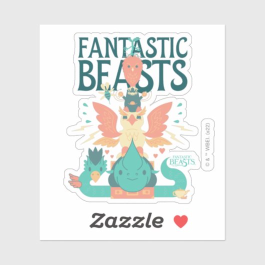 Cartoon Fantastic Beasts Emerge From Suitcase Aufkleber (Blatt)