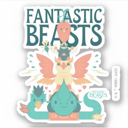 Cartoon Fantastic Beasts Emerge From Suitcase Aufkleber (Vorderseite)