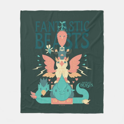 Cartoon Fantastic Beasts Emerge From Suitcase Fleecedecke (Vorderseite)