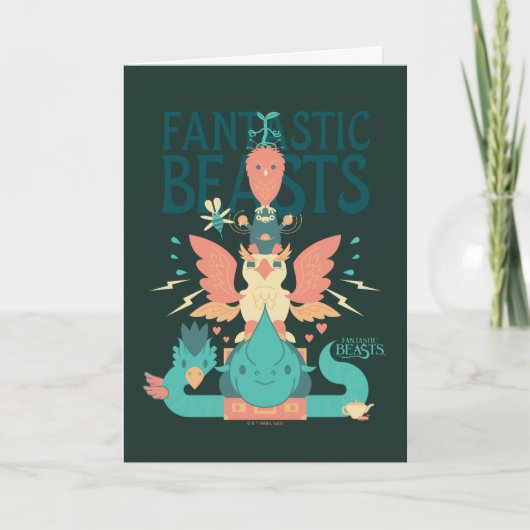 Cartoon Fantastic Beasts Emerge From Suitcase Karte (Vorderseite)