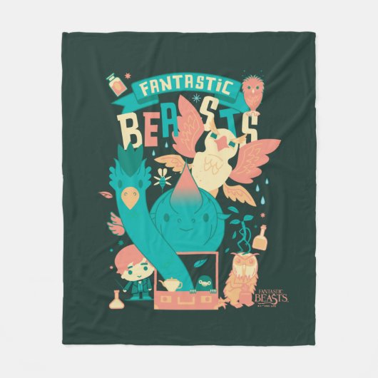 Cartoon Fantastic Beasts With Newt Scamander Fleecedecke (Vorderseite)