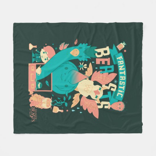Cartoon Fantastic Beasts With Newt Scamander Fleecedecke (Vorderseite (Horizontal))