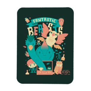 Cartoon Fantastische Bestien mit Newt Scamander Magnet