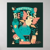 Cartoon Fantastische Bestien mit Newt Scamander Poster (Vorne)