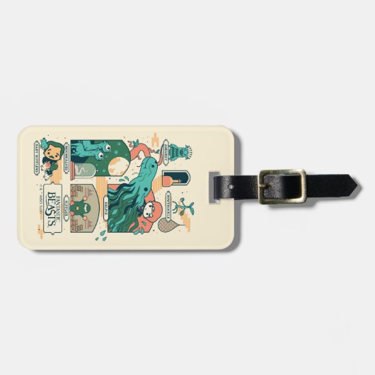 Cartoon Fantastische Bestien Szenen Gepäckanhänger (Vorderseite horizontal)