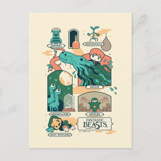 Cartoon Fantastische Bestien Szenen Postkarte (Vorderseite)