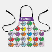 Cartoon Farbiges Schafmuster Personalisiert Schürze (Vorderseite)