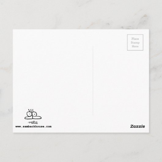 Cartoon-Farbmengen-Szene durch Sam Backhouse Postkarte (Rückseite)