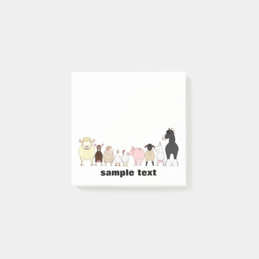 cartoon farm animal group post it post-it klebezettel (Vorderseite)