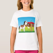 Cartoon Farm Szene mit Pferdekatze und Ziege T-Shirt (Vorderseite)