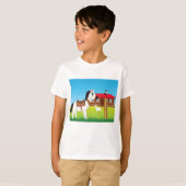 Cartoon Farm Szene mit Pferdekatze und Ziege T-Shirt (Vorne ganz)