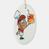 Cartoon Fast Food Kellner Keramikornament (Rechts)