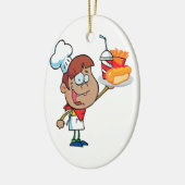 Cartoon Fast Food Kellner Keramikornament (Links)