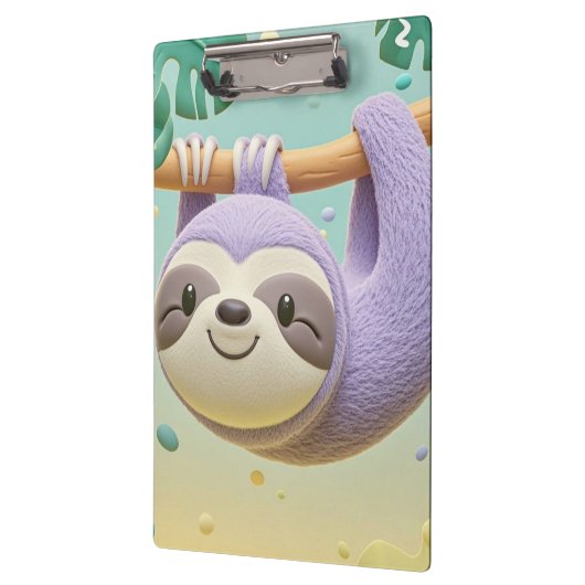 Cartoon-Faultier am Baumzweig Klemmbrett (Links)