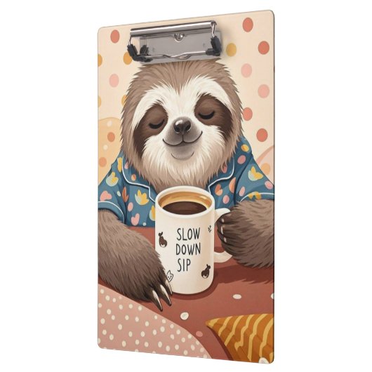 Cartoon-Faultier mit übertrieben schläfrigen Augen Klemmbrett (Links)