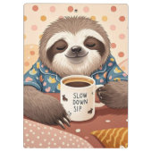 Cartoon-Faultier mit übertrieben schläfrigen Augen Klemmbrett (Rückseite)