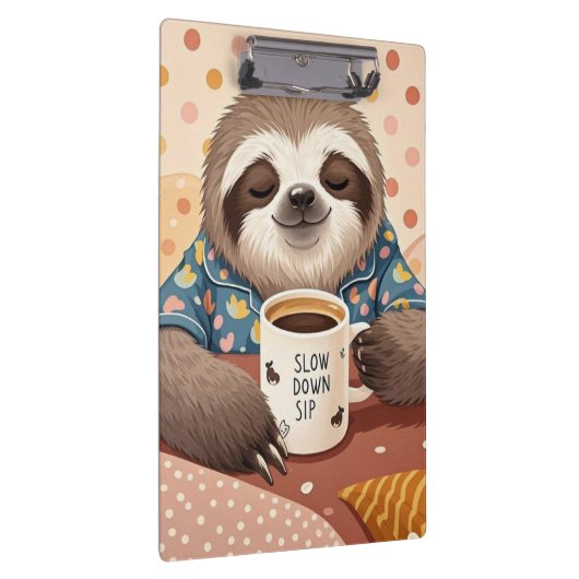 Cartoon-Faultier mit übertrieben schläfrigen Augen Klemmbrett (Rechts)