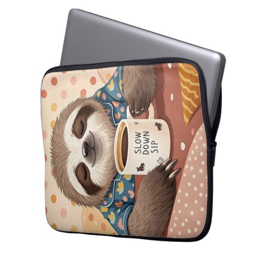 Cartoon-Faultier mit übertrieben schläfrigen Augen Laptopschutzhülle (Vorderseite Links)