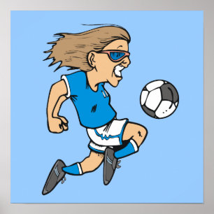 Cartoon Female Soccer Star T - Shirt und Geschenke Poster