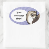 Cartoon Ferret Ovaler Aufkleber (Tasche)