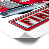 Cartoon-Feuerwehrfahrzeug Poster (Ecke)