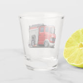 Cartoon-Feuerwehrfahrzeug Schnapsglas (Rückseite)