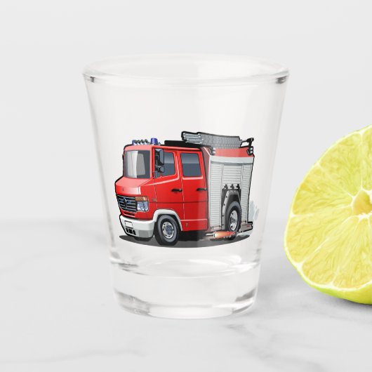 Cartoon-Feuerwehrfahrzeug Schnapsglas (Vorderseite)