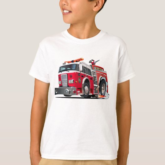 Cartoon-Feuerwehrfahrzeug T-Shirt (Vorderseite)