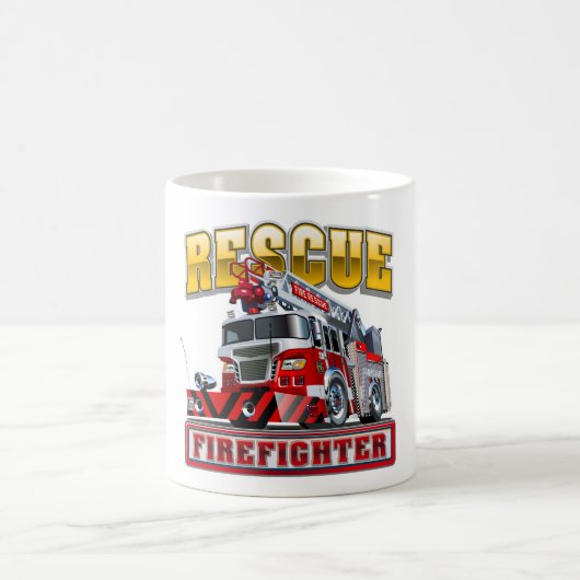 Cartoon Feuerwehrfahrzeug T - Shirt Kaffeetasse (Mittel)