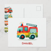 Cartoon-Feuerzug Postkarte (Vorne/Hinten)