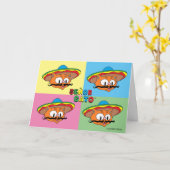 Cartoon Fiesta Cat Pop Kunst - Leere Karte (Gelbe Blume)