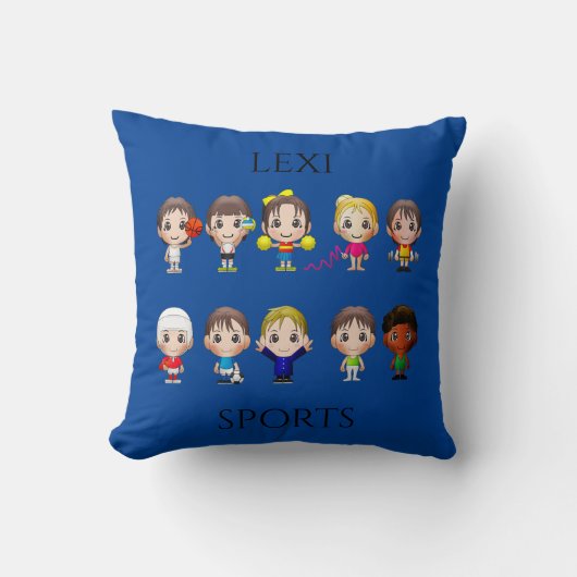 Cartoon-Figuren werfen Kissen mit Namen. (Vorderseite)