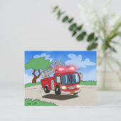 Cartoon Fire Motor Postkarte (Stehend Vorderseite)