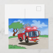 Cartoon Fire Motor Postkarte (Vorne/Hinten)