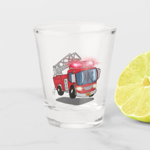 Cartoon Fire Motor Schnapsglas