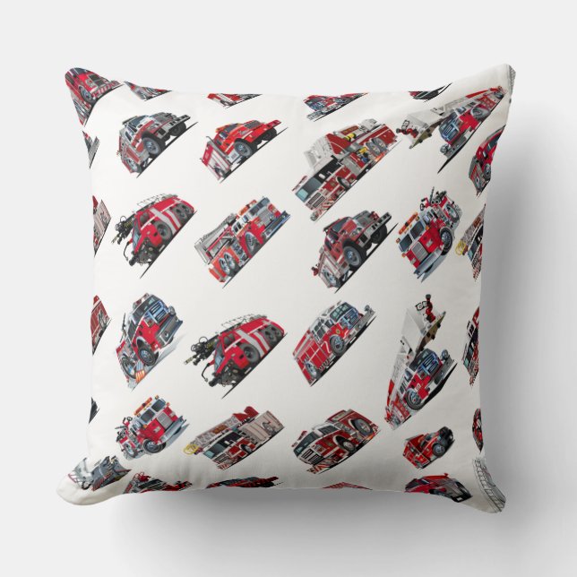 Cartoon Fire Trucks nahtlose Mustergewebe Kissen (Vorderseite)