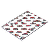 Cartoon Fire Trucks nahtlose Mustergewebe Notizblock (Linke Seite)
