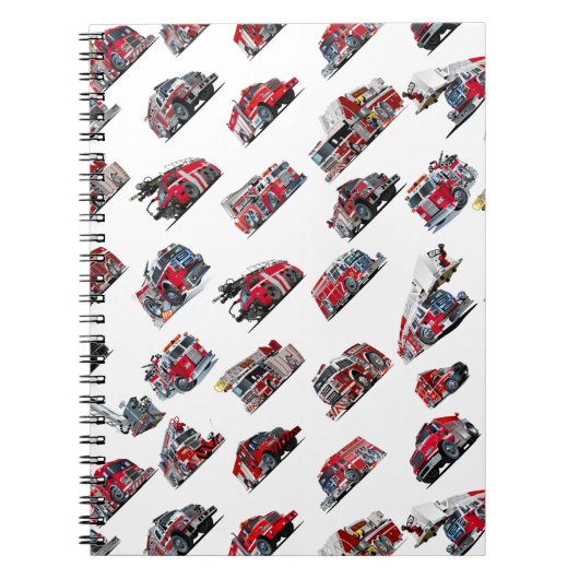 Cartoon Fire Trucks nahtlose Mustergewebe Notizblock (Vorderseite)