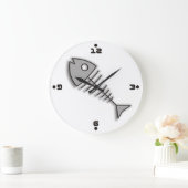 Cartoon Fische Knochen Funny Wall Clock mit Zahlen Große Wanduhr (Zuhause)