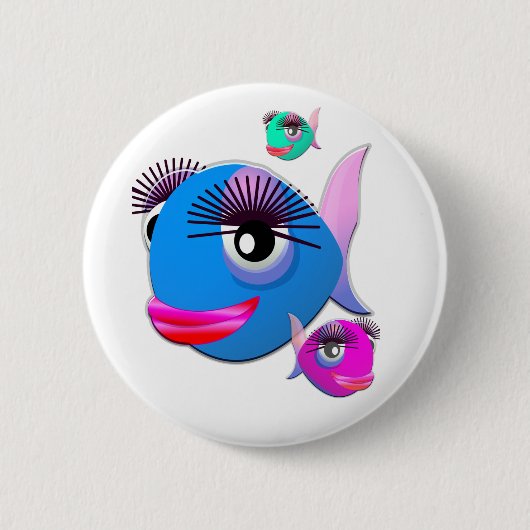 Cartoon-Fische mit den großen Lippen und den Button (Vorderseite)